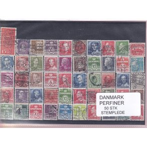 Danmark Perfiner 50 stk. Stemplet/Ustemplet