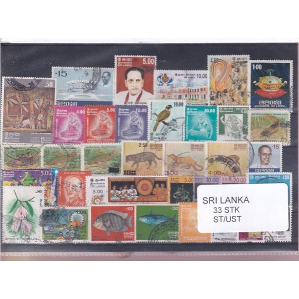 Sri Lanka Samling - 33 Stk. Stempler/Ustemplet