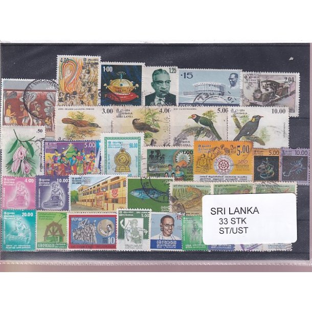 Sri Lanka Samling - 33 Stk. Stempler/Ustemplet