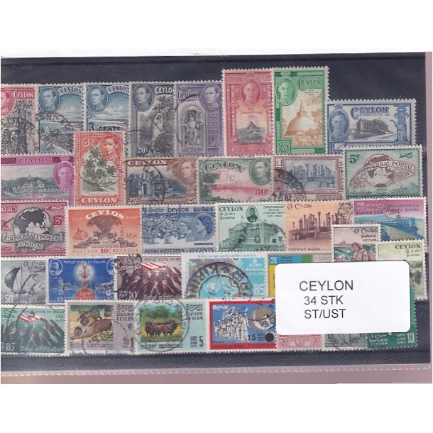 Ceylon Samling - 34 Stk. Stemplet/Ustemplet