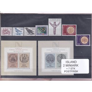 Island - 2 Miniark + 7 Stk. -  Postfrisk