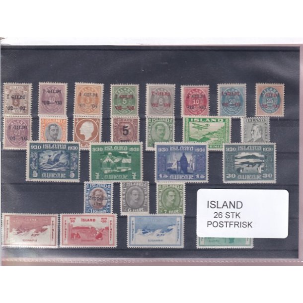 Island Samling - 26 Stk. - Postfrisk