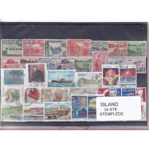 Island Samling 34 forskellige Stemplet/Ustemplet