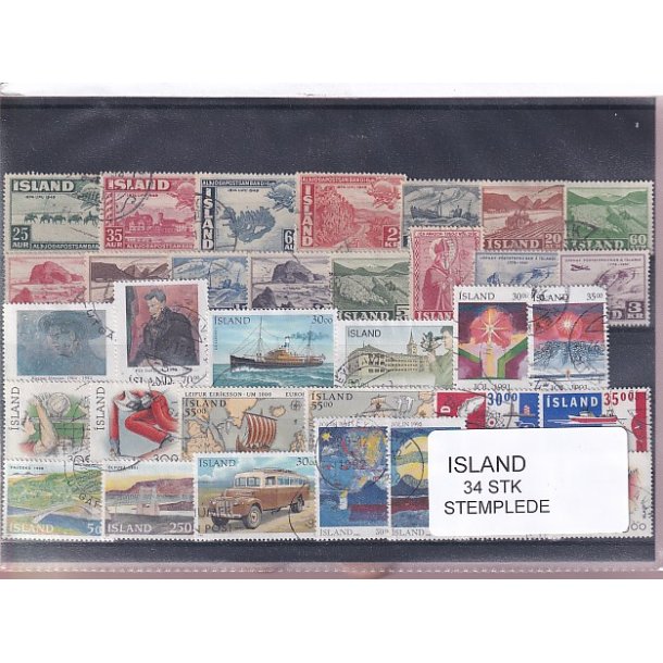 Island Samling 34 forskellige Stemplet/Ustemplet