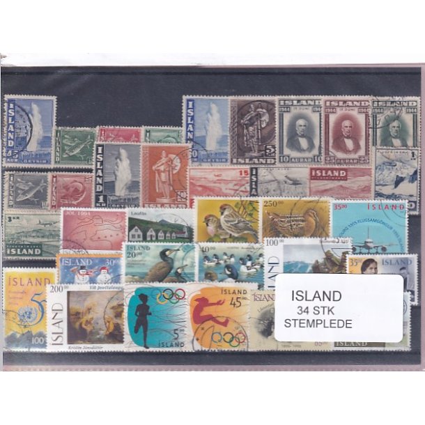 Island Samling 34 forskellige Stemplet/Ustemplet