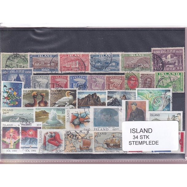 Island Samling 34 forskellige Stemplet/Ustemplet