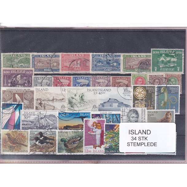 Island Samling 34 forskellige Stemplet/Ustemplet
