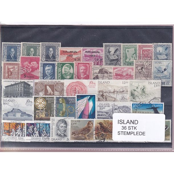 Island Samling 36 forskellige Stemplet/Ustemplet