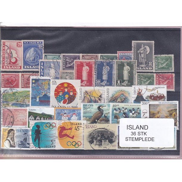 Island Samling 36 forskellige Stemplet/Ustemplet
