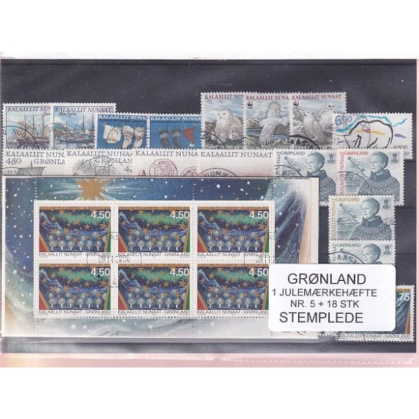 Grnland - Julemrkehfte Nr. 5 + 18 Stk. - Stemplet