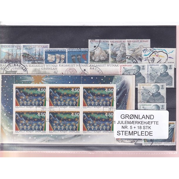 Grnland - Julemrkehfte Nr. 5 + 18 Stk. - Stemplet