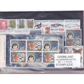 Grnland - Julemrkehfte Nr. 1 + 19 Stk. - Stemplet