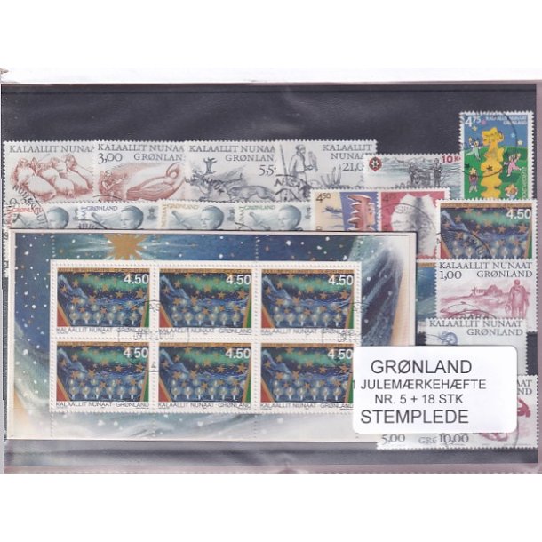 Grnland - Julemrkehfte Nr. 5 + 18 Stk. - Stemplet