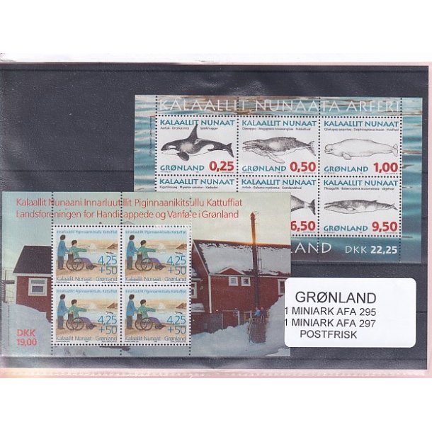 Grnland - 2 Stk. Miniark  AFA 295 + 297 - Postfrisk