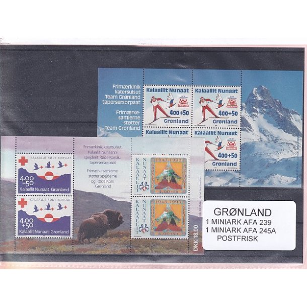 Grnland - 2 Stk. Miniark  AFA 239 + 245A - Postfrisk
