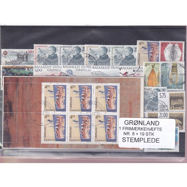 Grnland - Frimrkehfte NR. 8 + 19 Stk. Stemplede