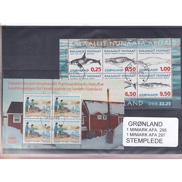 Grnland - 2 Stk. Miniark  AFA 295 + 297 - Stemplet