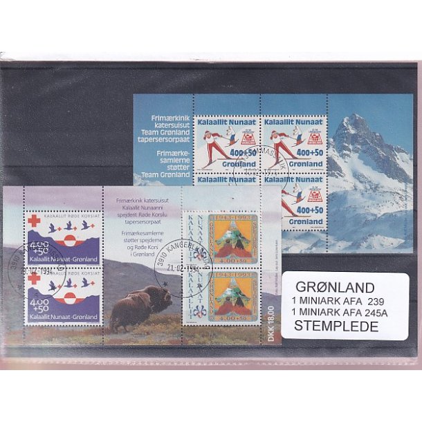 Grnland - 2 Stk. Miniark  AFA 239 + 245A - Stemplet
