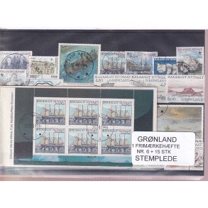 Grnland - Frimrkehfte NR. 6 + 15 Stk. Stemplede