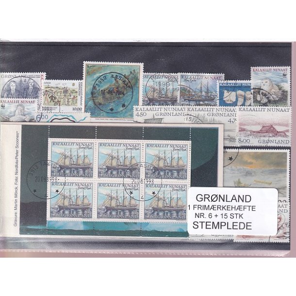Grnland - Frimrkehfte NR. 6 + 15 Stk. Stemplede