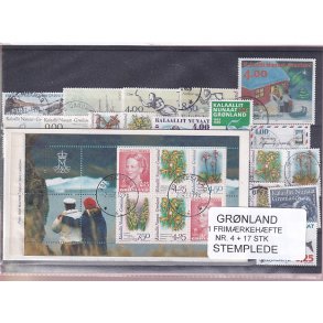 Grnland - Frimrkehfte NR. 4 + 17 Stk. Stemplede
