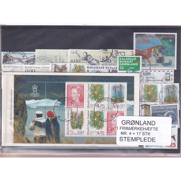 Grnland - Frimrkehfte NR. 4 + 17 Stk. Stemplede
