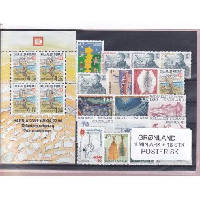 Grnland - 1 Miniark + 18 Stk. - Postfrisk