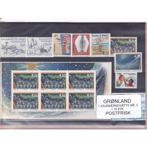 Grnland - Julemrkehfte Nr. 5 + 10 Stk.  - Postfrisk