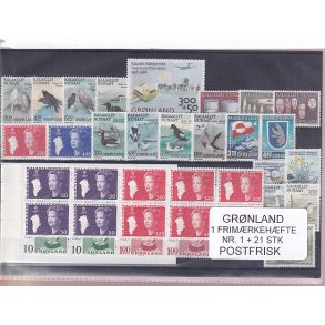 Grnland - Frimrkehfte NR. 1 + 21 Stk. - Postfrisk