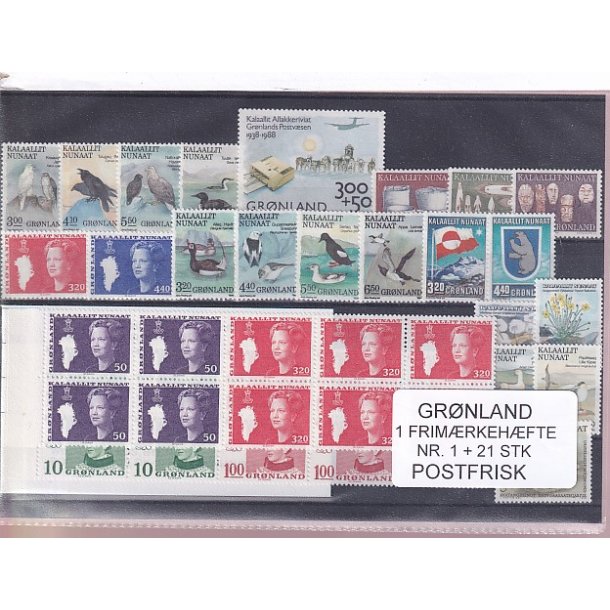 Grnland - Frimrkehfte NR. 1 + 21 Stk. - Postfrisk