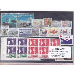 Grnland - Frimrkehfte NR. 1 + 15 Stk. - Postfrisk