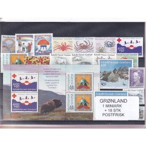 Grnland - 1 Stk. Miniark + 18 Stk. - Postfrisk