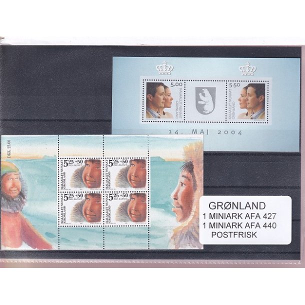 Grnland - 2 Stk. Miniark  AFA  427 + 440 - Postfrisk