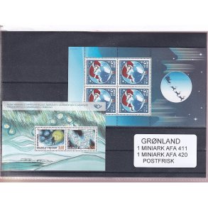 Grnland - 2 Stk. Miniark  AFA  411 + 420 - Postfrisk