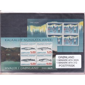 Grnland - 2 Stk. Miniark  AFA 302 A + 312 - Postfrisk