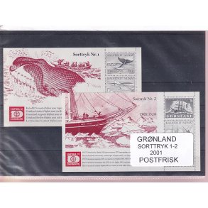 Grnland - Sorttryk Nr. 1 - 2  - Postfrisk
