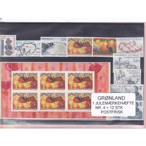 Grnland - Julemrkehfte Nr. 4 + 12 Stk. - Postfrisk