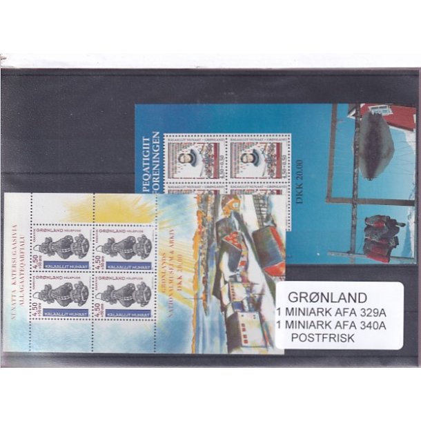 Grnland - 2 Miniark AFA 329 A - AFA 340 A - Postfrisk