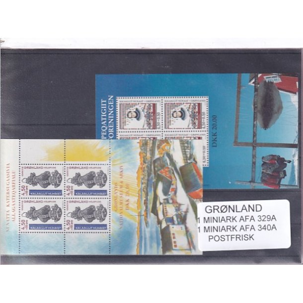 Grnland - 2 Miniark AFA 329 A - AFA 340 A - Postfrisk