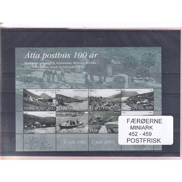 F�r�erne - 1 Miniark 452 - 459 - Postfrisk