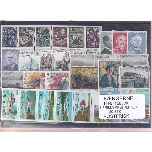 F�r�erne - 1 H�fteblok + 1 Frim�rkeh�fte + 20 Stk. - Postfrisk