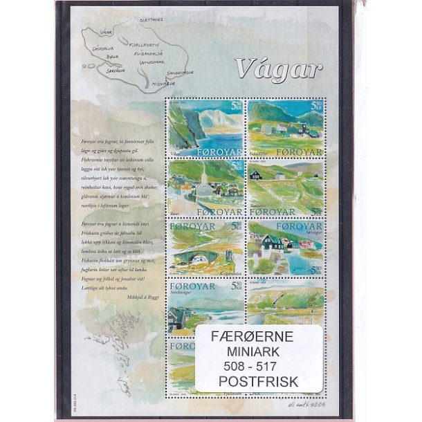 F�r�erne - 1 Miniark 508 - 517 - Postfrisk