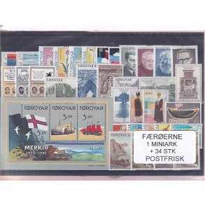F�r�erne - 1 Miniark + 34 Stk. - Postfrisk