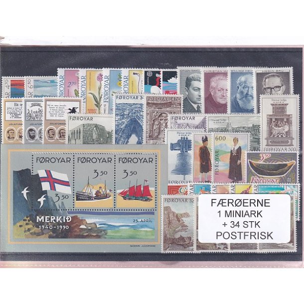 F�r�erne - 1 Miniark + 34 Stk. - Postfrisk
