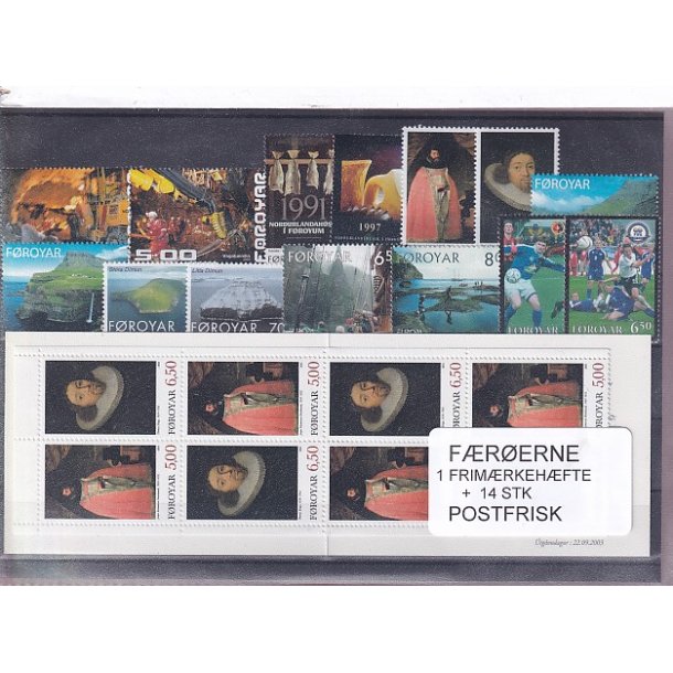 F�r�erne - 1 Frim�rkeh�fte + 14 Stk. - Postfrisk