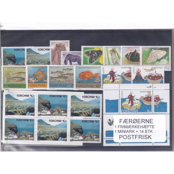 F�r�erne - 1 Frim�rkeh�fte + 1 Miniark + 14 Stk. - Postfrisk