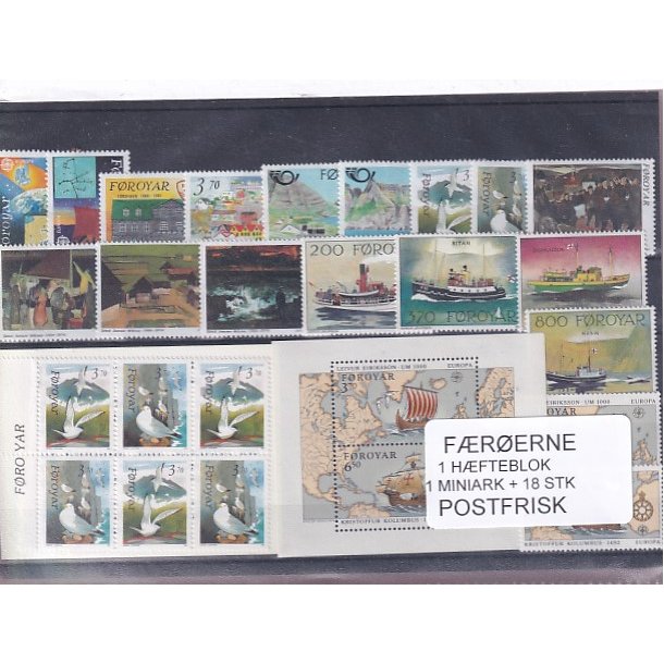 F�r�erne - 1 Frim�rkeh�fte + 1 Miniark + 18 Stk. - Postfrisk