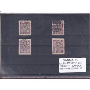 Danmark -  Julemrker 1904 - Takket - Utakket - Savtakket - Postfrisk/Stemplet