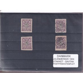 Danmark -  Julemrker 1904 - Takket - Utakket - Savtakket - Postfrisk/Stemplet
