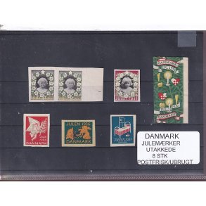 Danmark Julemrker - Utakkede - 8 Stk Postfrisk/Ubrugt